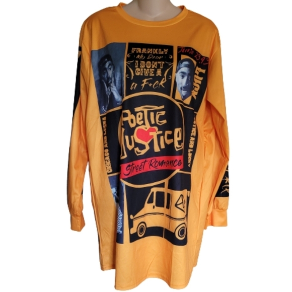 2pac Shakur Poetic Justice Yellow Long Sleeve Shirt Size XL NEW - Picture 3 of 11